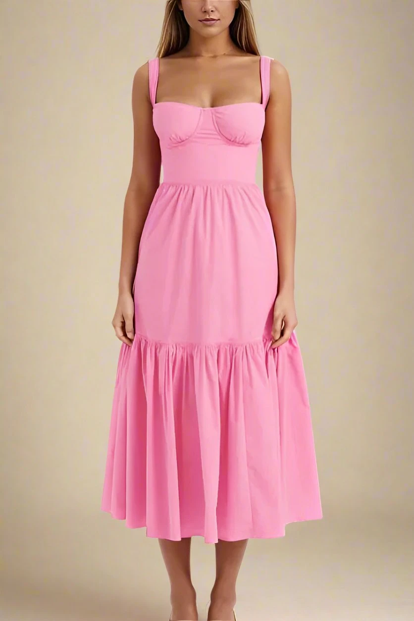 Imogen Bodycon Day Midi Dress - Blush Pink 3 Imogen Bodycon Day Midi Dress - Blush Pink