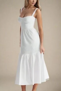 Imogen Bodycon Day Midi Dress - White Pearl -Bodycon Collection Shop imogen bodycon day midi dress pearl white bodycon collection usa aus 43027957579994