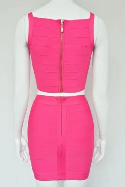 India Bandage Top And Mini Skirt Outfit Set - Hot Pink -Bodycon Collection Shop india bandage top and mini skirt set hot pink bodycon collection usa aus 42426769277146