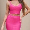 India Bandage Top And Mini Skirt Outfit Set - Hot Pink -Bodycon Collection Shop india bandage top and mini skirt set hot pink bodycon collection usa aus 42426800406746