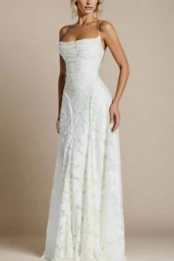 Ivy Bodycon Maxi Dress - White Pearl