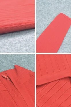 Jane Long Sleeve Bodycon Midi Dress - Lipstick Red -Bodycon Collection Shop jane long sleeve bodycon midi dress lipstick red bodycon collection usa aus 28658818220111