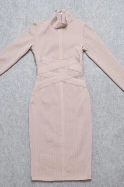 Jane Long Sleeve Bodycon Midi Dress - Nude -Bodycon Collection Shop jane long sleeve bodycon midi dress nude bodycon collection usa aus 15688154775631