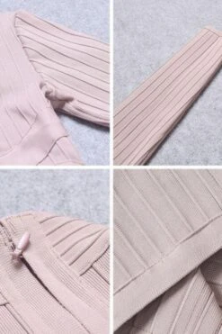 Jane Long Sleeve Bodycon Midi Dress - Nude -Bodycon Collection Shop jane long sleeve bodycon midi dress nude bodycon collection usa aus 15779633856591