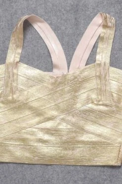 Jay Bandage Crop Top - Gold -Bodycon Collection Shop jay bandage crop top gold bodycon collection usa aus 39409157898458