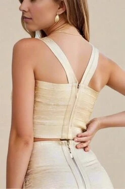 Jay Bandage Crop Top - Gold -Bodycon Collection Shop jay bandage crop top gold bodycon collection usa aus 41693612245210