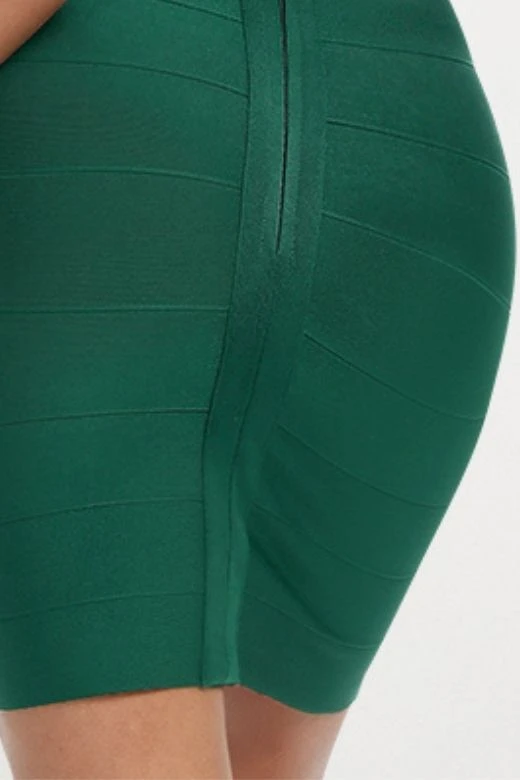 Josie Bandage V Neck Mini Dress - Emerald Green 10 Josie Bandage V Neck Mini Dress - Emerald Green - Image 8
