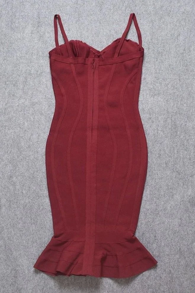 Joy Bandage Midi Dress - Red Wine 10 Joy Bandage Midi Dress - Red Wine - Image 8