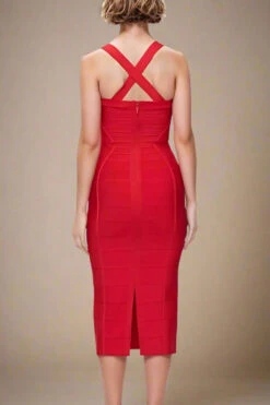 Kendall Bandage Midi Dress - Lipstick Red -Bodycon Collection Shop kendall bandage midi dress lipstick red bodycon collection usa aus 42323703759066