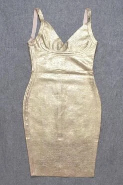Kit Bandage Dress - Gold -Bodycon Collection Shop kit bandage dress gold bodycon collection usa aus 28520510521423