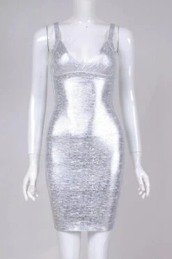 Kit Bandage Dress - Silver -Bodycon Collection Shop kit bandage dress silver bodycon collection usa aus 28526436810831