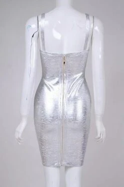Kit Bandage Dress - Silver -Bodycon Collection Shop kit bandage dress silver bodycon collection usa aus 28526436843599