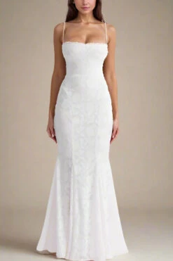 Kora Bodycon Maxi Dress - White Pearl