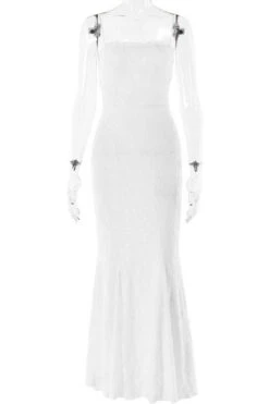 Kora Bodycon Maxi Dress - White Pearl -Bodycon Collection Shop kora bodycon maxi dress white pearl bodycon collection usa aus 1175766143