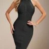 Lea Bandage Midi Dress - Classic Black -Bodycon Collection Shop lea bandage midi dress classic black bodycon collection usa aus 41831660683482