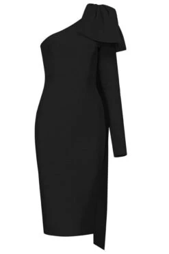 Lela Long Sleeve Bandage Midi Dress - Classic Black -Bodycon Collection Shop lela long sleeve bandage midi dress classic black bodycon collection usa aus 28896457097295