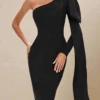 Lela Long Sleeve Bandage Midi Dress - Classic Black -Bodycon Collection Shop lela long sleeve bandage midi dress classic black bodycon collection usa aus 41277085614298