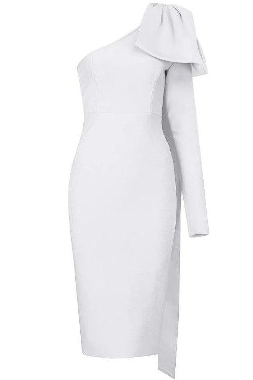 Lela Long Sleeve Bandage Midi Dress - White Pearl 4 Lela Long Sleeve Bandage Midi Dress - White Pearl - Image 2