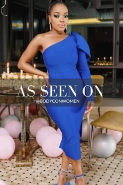 Lela Long Sleeve Bandage Midi Dress - Royal Blue -Bodycon Collection Shop lela long sleeve bandage midi dress royal blue bodycon collection usa aus 39837752721626