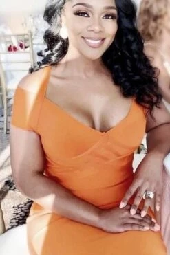 Leo Bandage Midi Dress - Apricot Orange -Bodycon Collection Shop leo bandage midi dress apricot orange bodycon collection usa aus 28433596514383