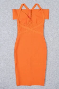 Leo Bandage Midi Dress - Apricot Orange -Bodycon Collection Shop leo bandage midi dress apricot orange bodycon collection usa aus 36507456602330