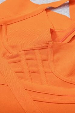 Leo Bandage Midi Dress - Apricot Orange -Bodycon Collection Shop leo bandage midi dress apricot orange bodycon collection usa aus 42399126388954