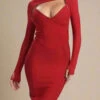 Lexi Long Sleeve Bodycon Midi Dress - Red Wine -Bodycon Collection Shop lexi long sleeve bodycon midi dress red wine bodycon collection usa aus 1141361179