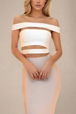Lexia Bandage Crop Top - White Pearl