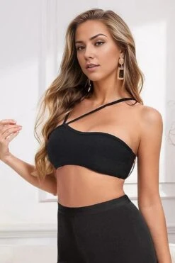Lina Bandage Strapless Crop Top - Classic Black -Bodycon Collection Shop lina bandage strapless crop top classic black bodycon collection usa aus 41389206864090