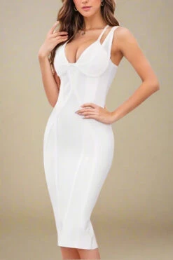 Lucy Bandage Midi Dress - White Pearl 14 Lucy Bandage Midi Dress - White Pearl -Bodycon Collection Shop lucy bandage midi dress pearl white bodycon collection usa aus 39913286729946