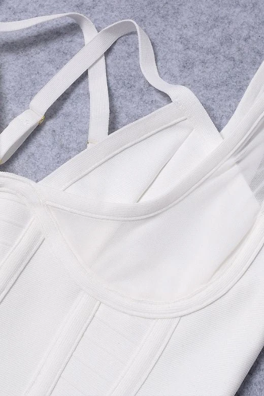 Lucy Bandage Midi Dress - White Pearl 10 Lucy Bandage Midi Dress - White Pearl - Image 8