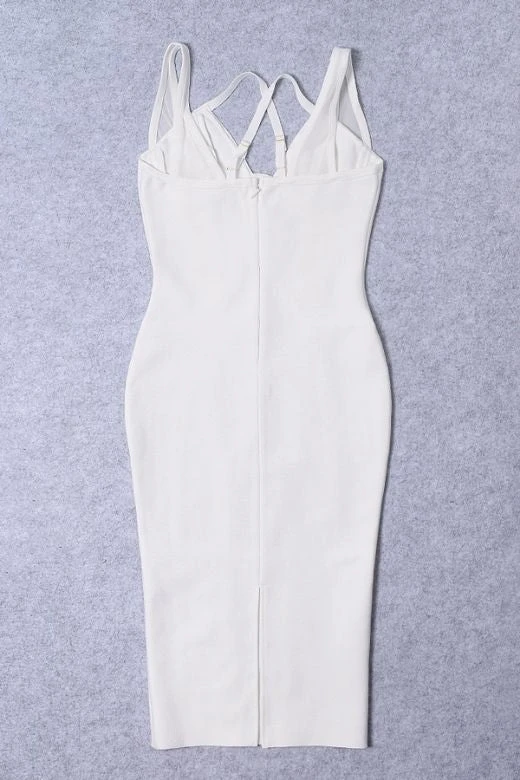 Lucy Bandage Midi Dress - White Pearl 9 Lucy Bandage Midi Dress - White Pearl - Image 7