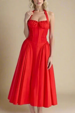 Lynsie Bodycon Midi Dress - Lipstick Red -Bodycon Collection Shop lynsie bodycon midi dress lipstick red bodycon collection usa aus 1176051624