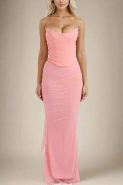 Margot Wrap Top And Maxi Skirt Outfit Set - Dusty Pink