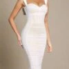 Marilyn Bodycon Wrap Midi Dress - White Pearl -Bodycon Collection Shop marilyn bodycon wrap midi dress pearl white bodycon collection usa aus 42448893804762