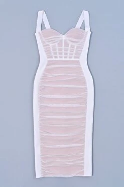 Marilyn Bodycon Wrap Midi Dress - White Pearl -Bodycon Collection Shop marilyn bodycon wrap midi dress pearl white bodycon collection usa aus 44657509925082