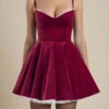 Mavis Mini Dress - Velvet Red Wine