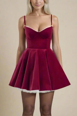 Mavis Mini Dress - Velvet Red Wine