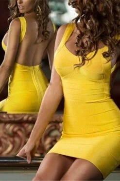 Maya Bandage Mini Dress - Sun Yellow -Bodycon Collection Shop maya bandage mini dress sun yellow bodycon collection usa aus 36979286638810