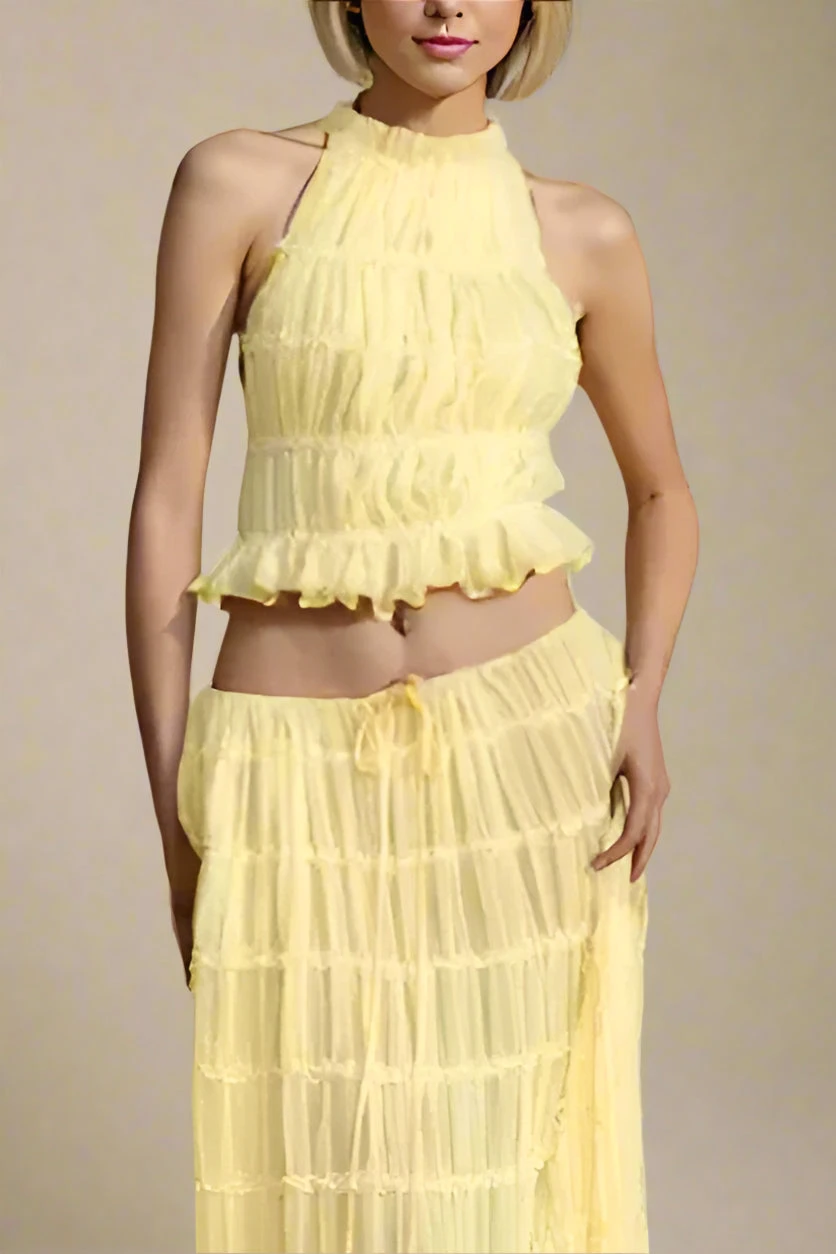 Meryl Top And Maxi Skirt Set - Butter Yellow 3 Meryl Top And Maxi Skirt Set - Butter Yellow