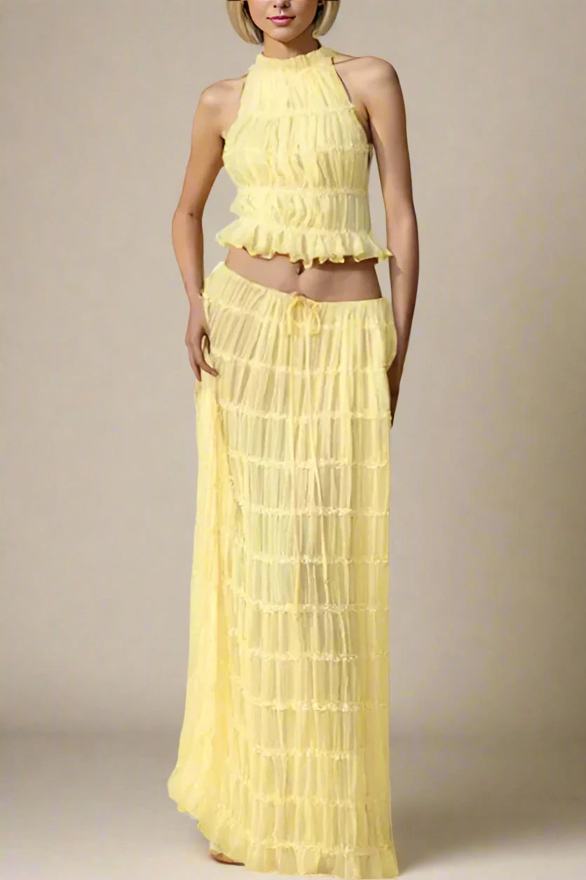 Meryl Top And Maxi Skirt Set - Butter Yellow 4 Meryl Top And Maxi Skirt Set - Butter Yellow - Image 2