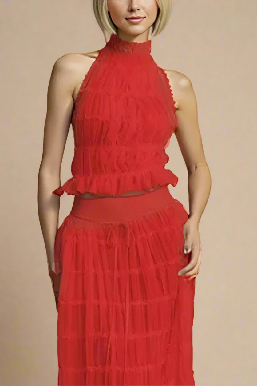 Meryl Top And Maxi Skirt Set - Chilli Red 4 Meryl Top And Maxi Skirt Set - Chilli Red - Image 2