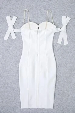 Mia Bandage Dress - White Pearl -Bodycon Collection Shop mia bandage dress pearl white bodycon collection usa aus 28864069959759