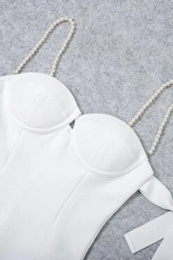 Mia Bandage Dress - White Pearl -Bodycon Collection Shop mia bandage dress pearl white bodycon collection usa aus 28864070221903