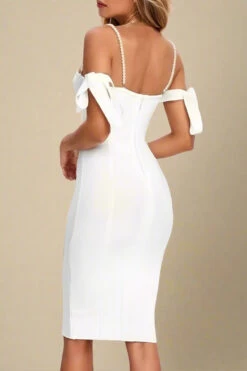 Mia Bandage Dress - White Pearl -Bodycon Collection Shop mia bandage dress pearl white bodycon collection usa aus 28864134348879