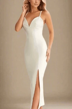 Milan Bandage Midi Dress - White Pearl