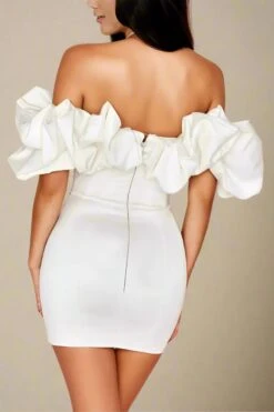 Minnie Bodycon Mini Dress - White Pearl -Bodycon Collection Shop minnie bodycon mini dress pearl white bodycon collection usa aus 44252666921178