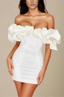 Minnie Bodycon Mini Dress - White Pearl -Bodycon Collection Shop minnie bodycon mini dress pearl white bodycon collection usa aus 44252666986714