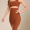 Molly Bandage Midi Dress - Tan Brown -Bodycon Collection Shop molly bandage midi dress tan brown bodycon collection usa aus 44820132528346