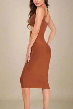 Molly Bandage Midi Dress - Tan Brown -Bodycon Collection Shop molly bandage midi dress tan brown bodycon collection usa aus 44820132626650